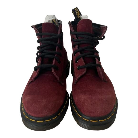 Vintage Dr. Martens Made In England Dark Red Suede Lace Up 6 Eye Boots Size 6 US - Picture 2 of 13